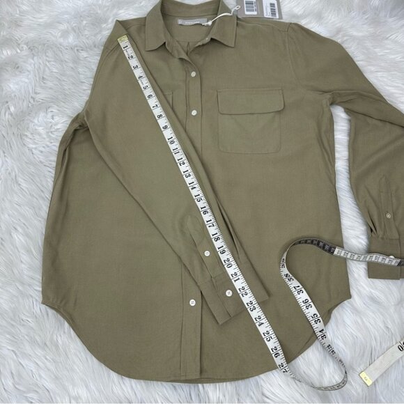 Everlane Women's NWT Covert Green The Washable Silk Relaxed Designer Shirt 2/C42 - Picture 10 of 12